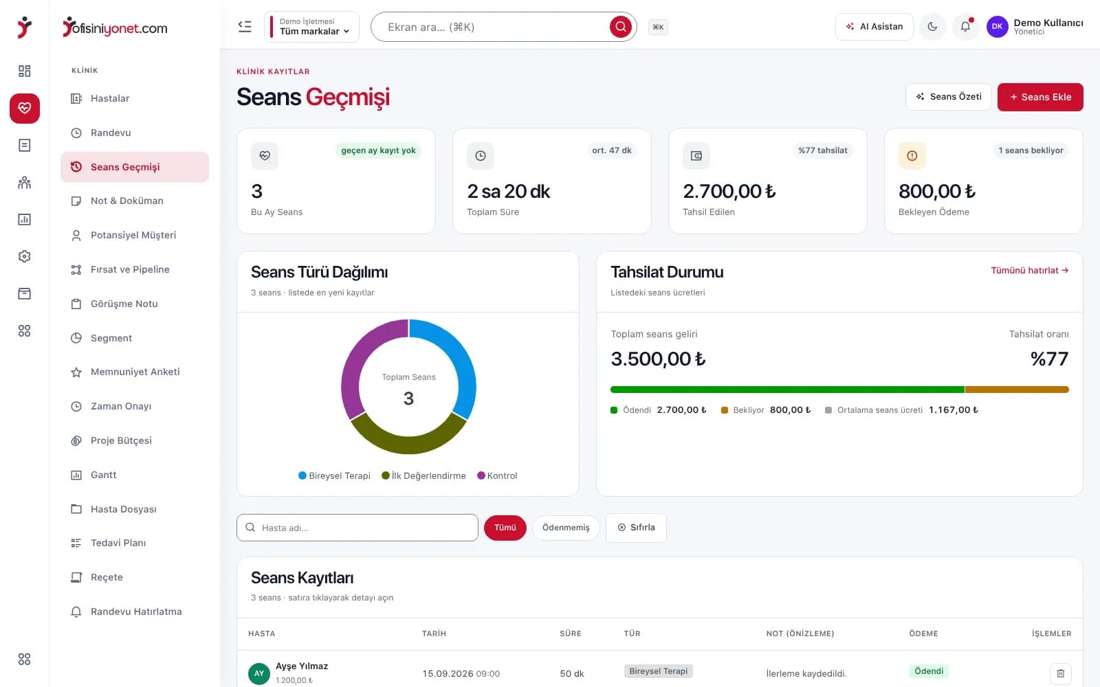 Ofisiniyönet ders programı ekranı
