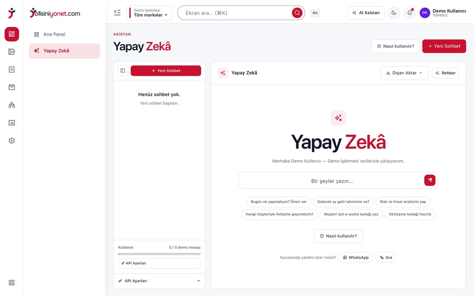 Ofisiniyönet yapay zekâ ekranı